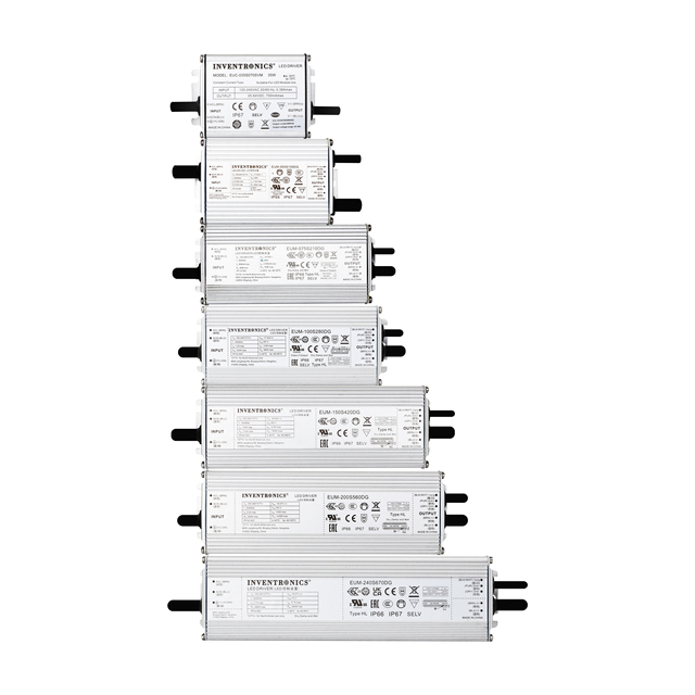 Inventronics EUM-Dx Series 30W-240W LED Driver 100-240Vac Class 2 IP67 Power Supply