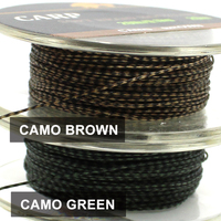 Ligne de pêche à la carpe tressée souple camouflage marron 20m, matériel de pêche à la carpe, ligne de liaison non enduite 15LB 20LB 25LB