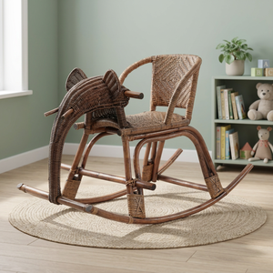 Meubles pour enfants, chaise à bascule en rotin avec personnage d'animal - Product Image 3
