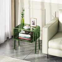 Planche en acrylique sur mesure - Table d'appoint en acrylique vert transparent - Pour salon, chambre et rangement de petits espaces