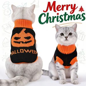 Wholesale Festival Pet Clothes <b>Halloween</b> Knitted Sweater for <b>Dogs</b> & Sphynx Cats Funny Pumpkin & Skull <b>Outfits</b> - Product Image 1