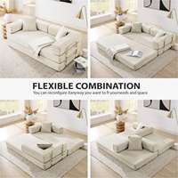 Sofá Cama Convertible Minimalista, Cama Extraíble, Colchón Plegable para Piso, Cojín sin Brazos, Respaldo Fijo, Estructura sin Ensamblaje