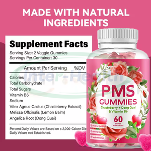 Ausreson Gommes pour femmes PMS Supplément de soulagement Vegan Vitamine PMS Gommes pour les menstruations - Product Image 4