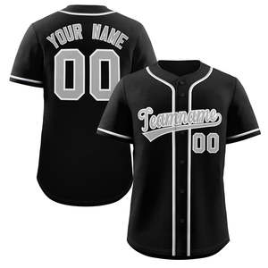 Maillot de baseball authentique de style classique noir, gris et blanc personnalisé - Product Image 1