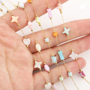 Candy Colored Star Heart Resin Beaded <b>Chain</b> Gold Plated DIY Bracelet Necklace Material Unisex Fashion Jewelry Zhejiang Origin - Product Image 3