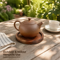 Sous-verres en bois d'acacia de nouvelle conception pour boissons, 5 pouces, naturels, empilables