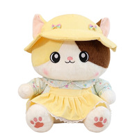 Adorable Peluche Chat Princesse en Robe Fleurie, Coussin Chat Mignon, Cadeau d'Anniversaire, Polyester 22-41cm