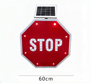 Señales de Advertencia de Tráfico Personalizadas de Fábrica, Señales Triangulares LED Solares para Ciudad, Señales de Construcción LED Solares - Product Image 4