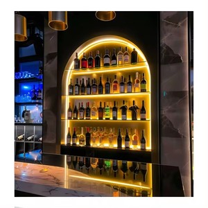 Restaurante Bar Decoración Estantes de vino de acero inoxidable Estante de exhibición Estante de pared Estante de vino Bar Decoración interior - Product Image 5
