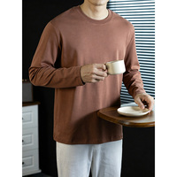 T-shirt à manches longues en lyocell liquide double face pour homme, personnalisé OEM/ODM, couleur unie, confortable, idéal pour le printemps et l'automne, parfait comme sous-vêtement professionnel.