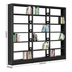 Black library bookcase furnitures book store shelves supplier