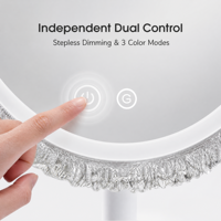 Miroir de Maquillage Intelligent LED RGB Rond avec Anneau Lumineux pour Chambre à Coucher, Décoration de Bureau Professionnelle
