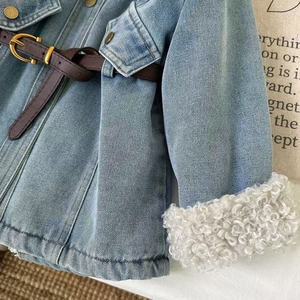 Cappotto Invernale 2025 per Bambine, Imbottito in <span class=keywords><strong>Pelliccia</strong></span> e Lana, Giacca in Denim con Colletto Rovesciato - Product Image 5