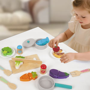 Cuisine miniature pliable en bois robuste, sans BPA, non toxique, avec accessoires de cuisine pour jeux d'imitation - Product Image 3