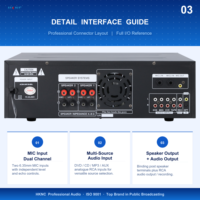 Amplificateur de mixage karaoké HKNC HG-GA2100-2 100W 2x8 ohms en métal, alimentation CA, 3 entrées micro, 4 sources audio, sans fil, intérieur