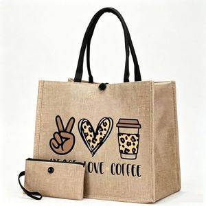 Sac fourre-tout personnalisé pour femme en tissu écologique durable avec revêtement ciré et pochette assortie - Product Image 5