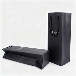 Sacs en papier noir de luxe, nouvelle arrivée, design personnalisé avec logo, pour l'emballage du vin - Product Image 2