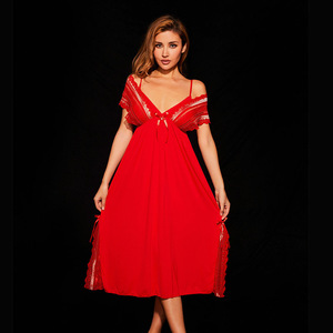 Robe longue <span class=keywords><strong>sexy</strong></span> en soie glacée de style français, à col en V, en polyester et élasthanne, très tendance et très vendue, effet amincissant, pour un look séduisant. - Product Image 3