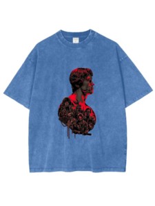 The Terminator avec <span class=keywords><strong>Hope</strong></span> Oversize T-Shirts Summer 100% Cotton Comfortable Drop Shoulder Crewneck Heavyweight Acid Wash - Product Image 3
