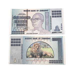ธนบัตรกระดาษขอ<span class=keywords><strong>ง</strong></span>ขวัญ<span class=keywords><strong>ง</strong></span>านเลี้ยงที่ทนทาน ซิมบับเว หนึ่<span class=keywords><strong>ง</strong></span><span class=keywords><strong>ร้อย</strong></span>ล้านล้านดอลลาร์ พร้อมการพิมพ์ด้วยแสงยูวี - Product Image 1