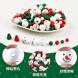 Juego de cuentas de madera con forma de muñeco de nieve navideño, colores variados, para hacer collares, decoración artesanal DIY - Product Image 3