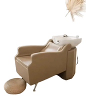 Chaise de lavage portable en cuir PU avec dossier réglable pour salon de coiffure et barbier