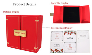 Scatola Regalo Portatile Impermeabile a Doppia Porta con Stampa in Oro 'La Felicità Viene Sempre in Coppia' per Collana e Anello, Ideale per San Valentino - Product Image 2