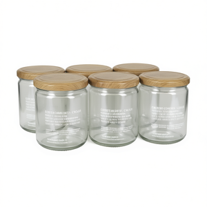 Screw Top <b>Glass</b> Jar 6 Pack Tray With Wooden Lids Storage <b>Containers</b> - Product Image 2