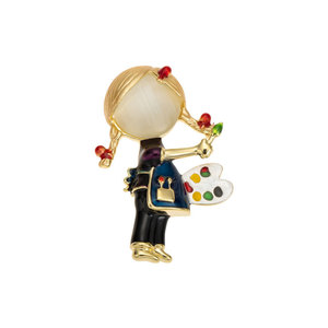 Cute <b>Painter</b> Girl Brooch Enamel Cartoon Character Zinc Alloy Women's Fashion Accessory Gift Jewelry - Product Image 5