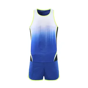 Wholesale custom fast dry breathable men's polyester set summer marathon tracksuit jogging vest