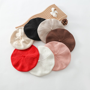 Stock prêt béret enfants de couleur bonbon chapeau coton <span class=keywords><strong>tricot</strong></span>é chaud béret pour petites filles à la mode bébé enfant en bas âge accessoire - Product Image 4
