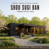 Revêtement mural en bois massif brûlé Shou Sugi Ban Yakisugi, profondément carbonisé, pour façade extérieure de bâtiment, vente en gros