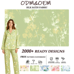 Pigiami Floreali per Ragazze Serie WF <span class=keywords><strong>Green</strong></span>, <span class=keywords><strong>Design</strong></span> Personalizzati Stampati, 100% Poliestere in Tessuto Satinato per Abiti - Product Image 1