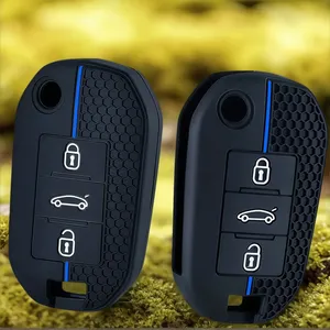 Coque de <span class=keywords><strong>protection</strong></span> en Silicone pour clé télécommande intelligente de voiture, pour <span class=keywords><strong>Peugeot</strong></span> 208 2008 301 <span class=keywords><strong>308</strong></span> 508 5008 RCZ, accessoire porte-clés - Product Image 1