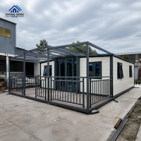 Maison préfabriquée extensible à double aile pour projets de villas, avec aménagement de chambre, salon et salle de bain, maison conteneur