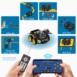 LAFVIN Mechanical 4WD Robot Arm Car Kit Robot Arm Programmable STEM Toys/Support Android Toy Robots For Arduino