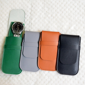 Estuche para reloj de cuero PU en stock, funda antipolvo para reloj, tapa abatible sencilla, cuero engrosado, bolsa de almacenamiento para reloj resistente a arañazos - Product Image 2