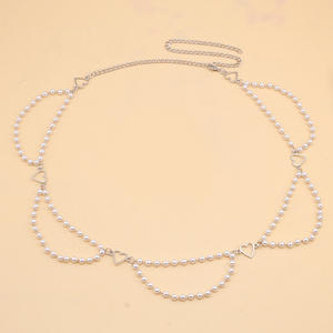 Chaîne de taille multicouche en perles d'imitation style européen et américain, chaîne de corps décorative en métal pour robe de soirée - Product Image 4