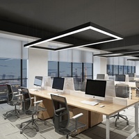Lumière linéaire de bureau intérieure, moderne, ronde, sans soudure, lampe suspendue rectangulaire à LED