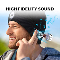 Bonnet d'hiver en peluche tricoté pour la musique, avec Microphone sans fil, LED, capuchon pour écouteurs