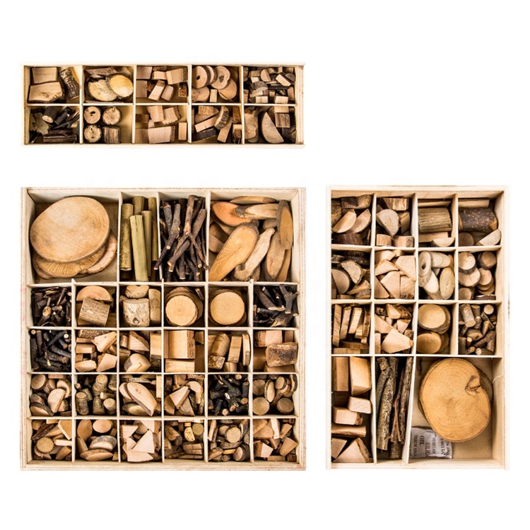 Коллекция небольших деревянных чипов ручной работы, упаковка материалов из натурального дерева для самостоятельной сборки