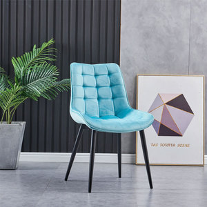 Chaises de salle à manger de restaurant confortables et luxueuses modernes en tissu gris en cuir velours rembourrées - Product Image 4