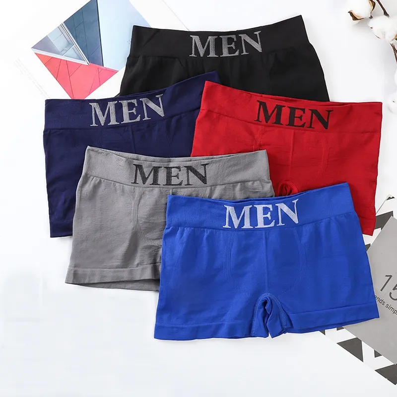 Cuecas boxer masculinas, várias cores, poliéster, roupa íntima para homens, sem costura