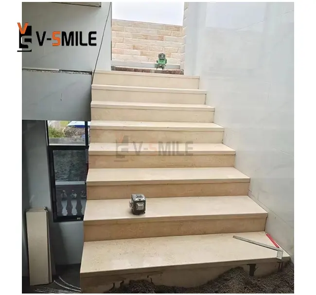 China manufacturer modern design stairs beige marble staircase