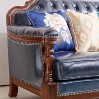 American Vintage Vollkorn-Sofa garnitur aus gewachs tem Leder Massivholz Echtes Leder für Wohnzimmer Villa Möbel Schwamm wohnungen