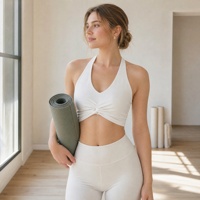 Soutien-gorge de sport pour femme, style licou, torsadé à l'avant, ultra-doux, extensible dans les 4 sens, sensation seconde peau, débardeur sculptant pour le yoga, le Pilates, la gym et le sport quotidien