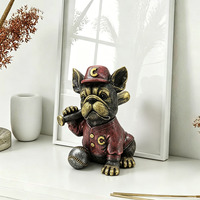 Décoration créative personnalisée pour la maison et le bureau, figurine de chien en résine peinte à la main, statue de bouledogue français avec un bâton de baseball