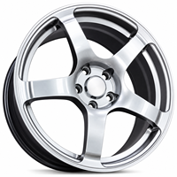 Jantes de voiture de tourisme haute performance 17x7.5 5x108 ET38 Hyper Silver entièrement usinées à 5 branches, jantes sport compactes