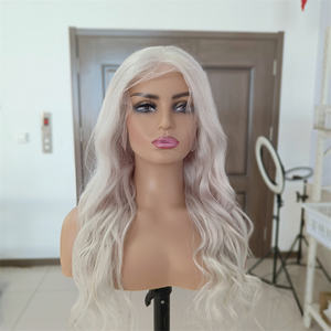 Peluca Larga y Lisa al por Mayor, <span class=keywords><strong>Color</strong></span> <span class=keywords><strong>Gris</strong></span> Plateado, 20 Pulgadas, <span class=keywords><strong>Cabello</strong></span> Humano Virgen Brasileño, Pelucas con Frente de Encaje Transparente - Product Image 2