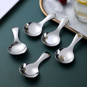 Stainless Steel Mini Spoon Portable Round Handle Ice Cream Dessert Spoon For Child Student Use Solid Color Dishwasher Safe - Product Image 1